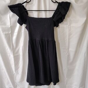 Mi Ami Black Ruffle Strap Babydoll Mini Dress Coquette Y2K Balletcore Soft Girl